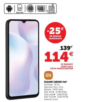 Hyper U Xiaomi redmi 9A offre
