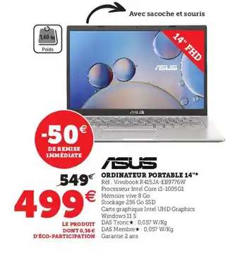 Hyper U ASUS ordinateur portable 14 offre