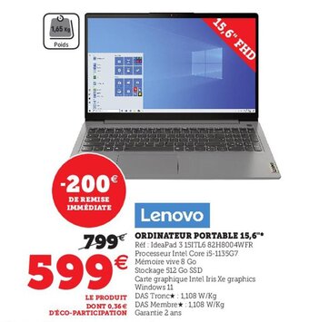 Hyper U LENOVO ordinateur portable 15,6 offre