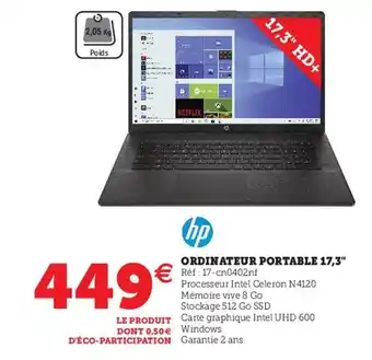 Hyper U HP ordinateur portable 17,3" offre