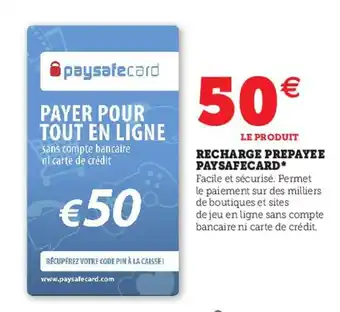Hyper U Recharge prepayee paysafecard offre