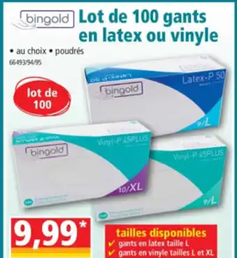 Norma Lot de 100 gants en latex ou vinyle offre