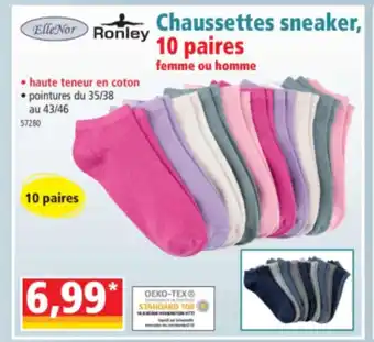 Norma Chaussettes sneaker 10 paires femme ou homme offre