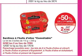 Monoprix Sardines á l'Huile d'Olive Connétable offre