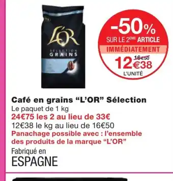 Monoprix Café En Grains l'Or Sélection offre