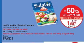 Monoprix 100% Brebis Salakis Nature offre