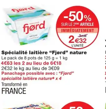 Monoprix Spécialité laitière Fjord Nature offre