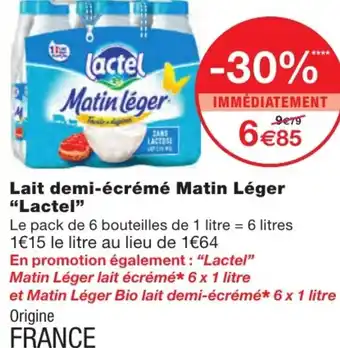 Monoprix Lait Demi-écrémé Matin léger Lactel offre