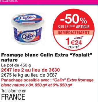 Monoprix Fromage Blanc Calin Extra Yoplait Nature offre