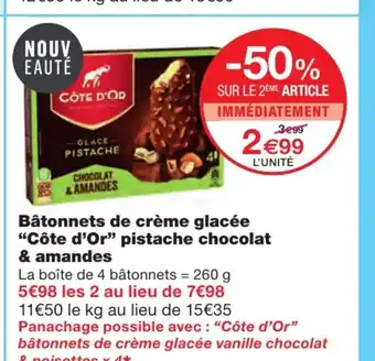 Monoprix Bâtonnets de Crème glacée Côte d'Or Pistache Chocolat & Amandes offre
