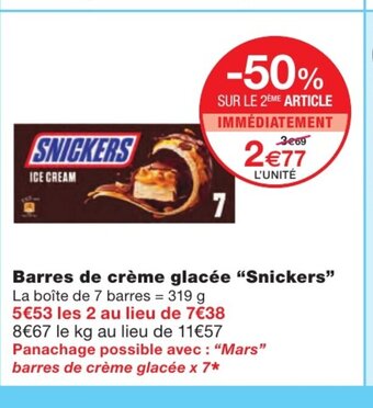 Monoprix Barres de Crème Glacée Snickers offre