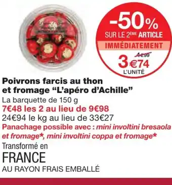 Monoprix Poivrons Farcis Au Thon Et Fromage l'Apéro d'Achille offre