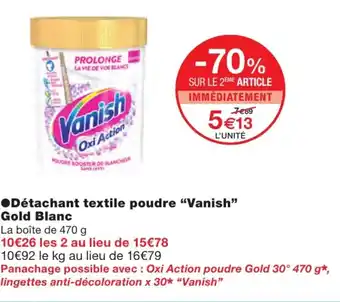 Monoprix Détachant Textile Poudre Vanish Gold Blanc offre