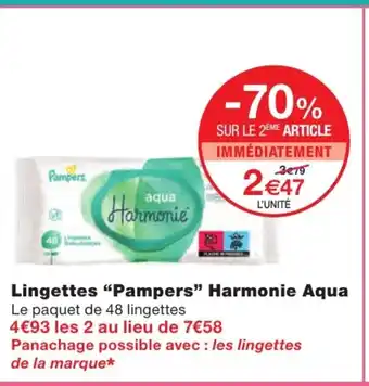 Monoprix Lingettes Pampers Harmonie Aqua offre