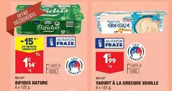 ALDI Bifidus Nature Milsa, Yaourt à La Grecque Vanille Milsa offre
