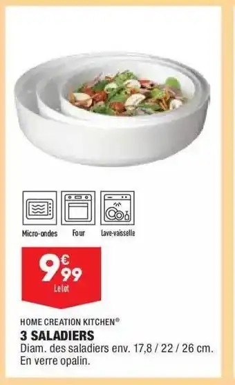 ALDI 3 Saladiers Home Creation Kitchen offre