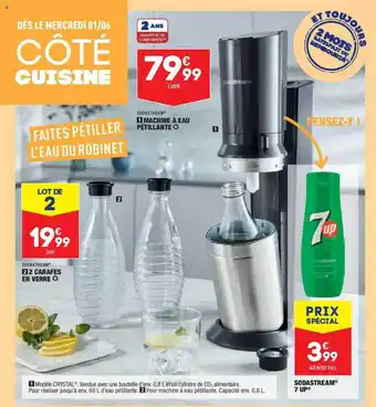 2 Carafes En Verre Sodastream, Machine à Eau Pétillante Sodastream, Sodastream 7 Up