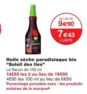Huile Sèche Paradisiaque Bio Soleil des îles