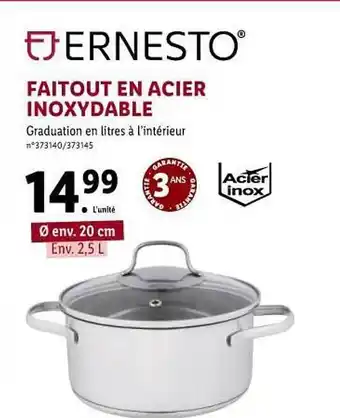Lidl Faitout En Acier Inoxydable Ernesto offre