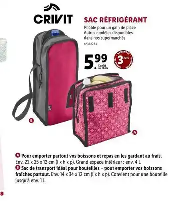 Lidl Sac Réfrigérant Crivit offre