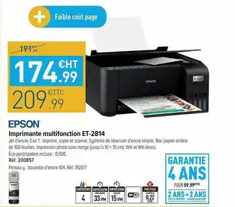 Top Office Imprimante Multifonction Et-2814 Epson offre
