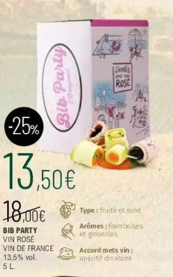 La Vignery Bib Party Vin Rosé Vin De France offre