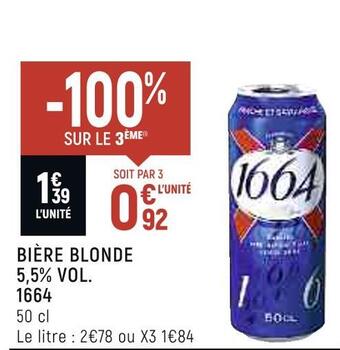 Petit Casino 1664 bière blonde 5,5% vol. offre