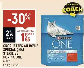 Petit Casino Purina one croquettes au bœuf spécial chat stérilisé offre