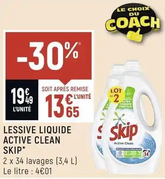 Spar Skip lessive liquide active clean* offre