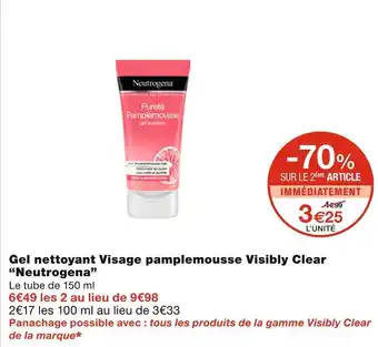Neutrogena gel nettoyant visage pamplemousse visibly clear