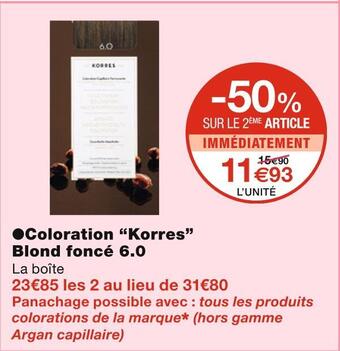 Monoprix Korres coloration blond foncé 6.0 offre