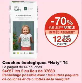 Monoprix Naty couches écologiques t4 offre