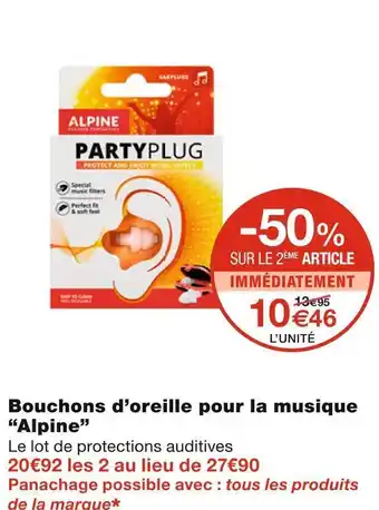 Alpine bouchons d’oreille pour la musique