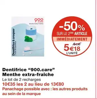 Monoprix 900.care dentifrice menthe extra-fraîche offre