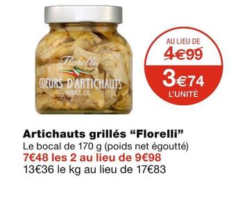 Monoprix Florelli artichauts grillés offre