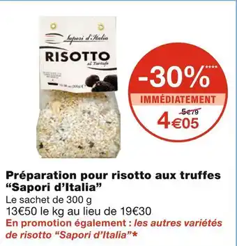 Monoprix Sapori d'italia préparation pour risotto aux truffes offre