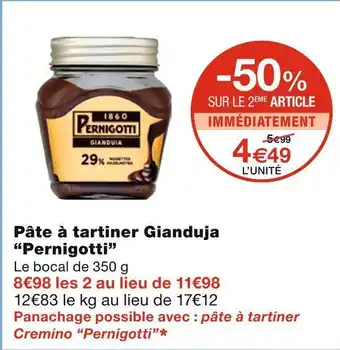 Monoprix Pernigotti pâte à tartiner gianduja offre