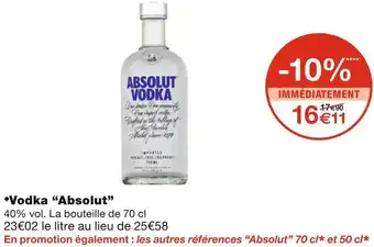 Monoprix Absolut vodka vodka offre