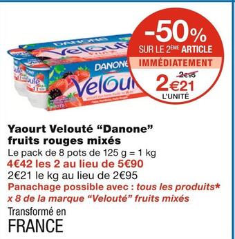 Monoprix Danone yaourt velouté fruits rouges mixés offre