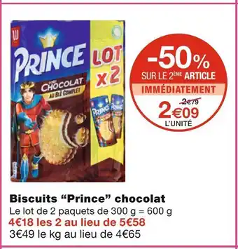 Monoprix Prince biscuits chocolat offre