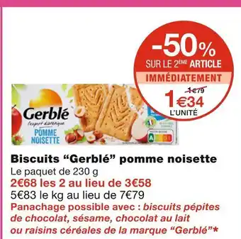 Monoprix Gerblé biscuits pomme noisette offre