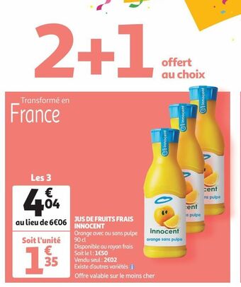 Auchan Jus de fruits frais innocent offre
