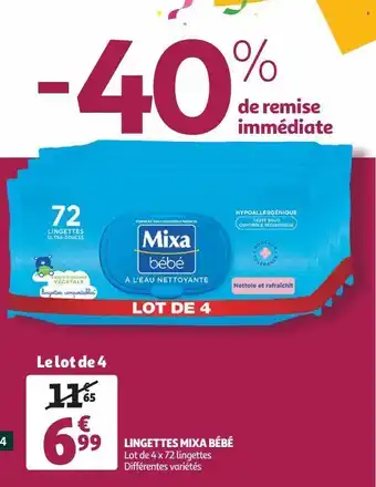 Auchan Lingettes mixa bebé offre