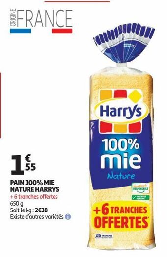 Auchan Pain 100% mie nature harry's offre