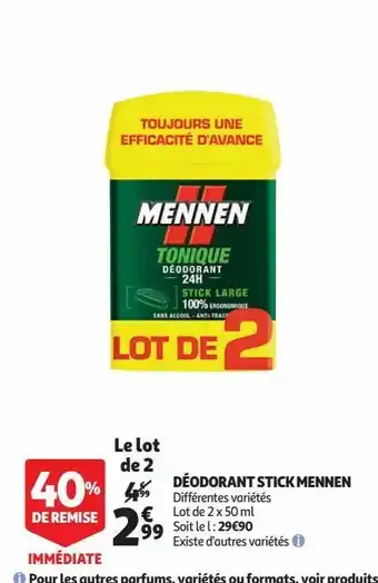 Auchan Déodorant stick mennen offre