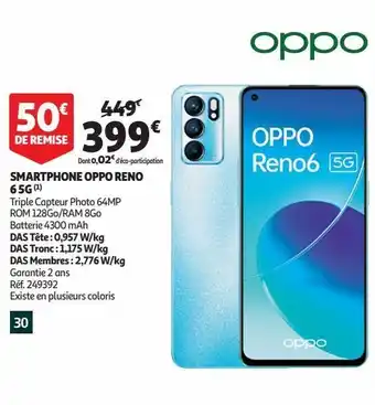Auchan Smartphones oppo reno 6 5g offre