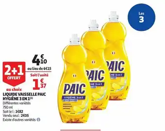 Liquide vaisselle paic hygiene 3 en 1