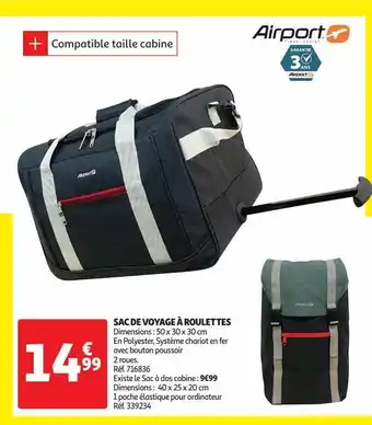 Auchan Sacs de voyage a roulettes offre