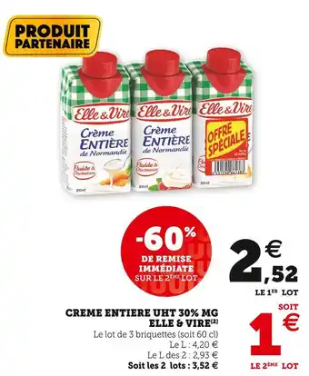 U Express Elle et vire creme entiere uht 30% mg offre