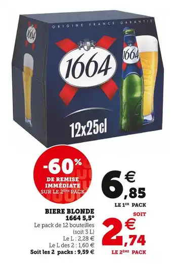 U Express 1664 biere blonde 5,5° offre